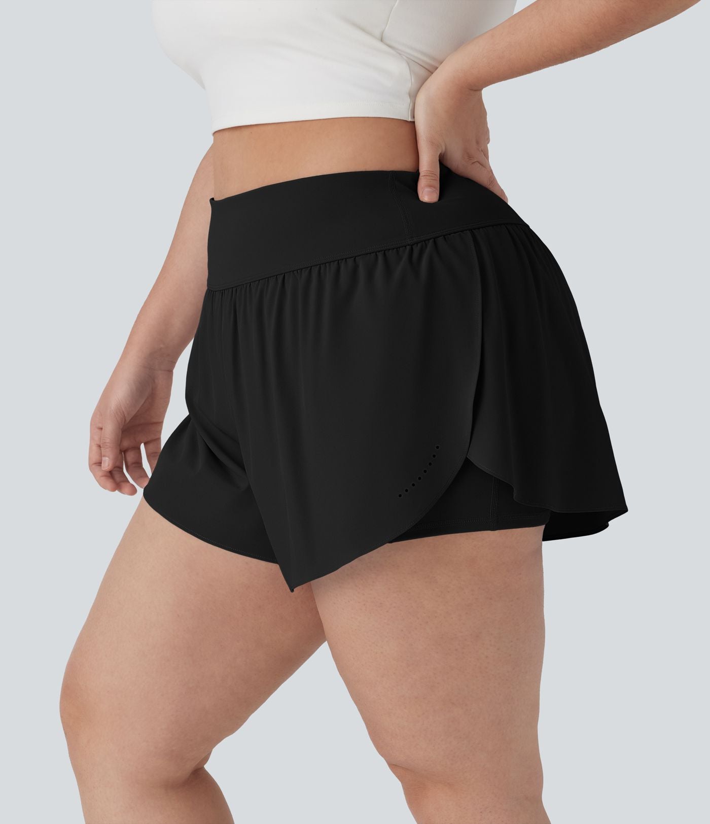 Short de course 2-en-1 Softlyzero™ QuickDry taille haute avec points réfléchissants, ourlet croisé et poches - grandes tailles