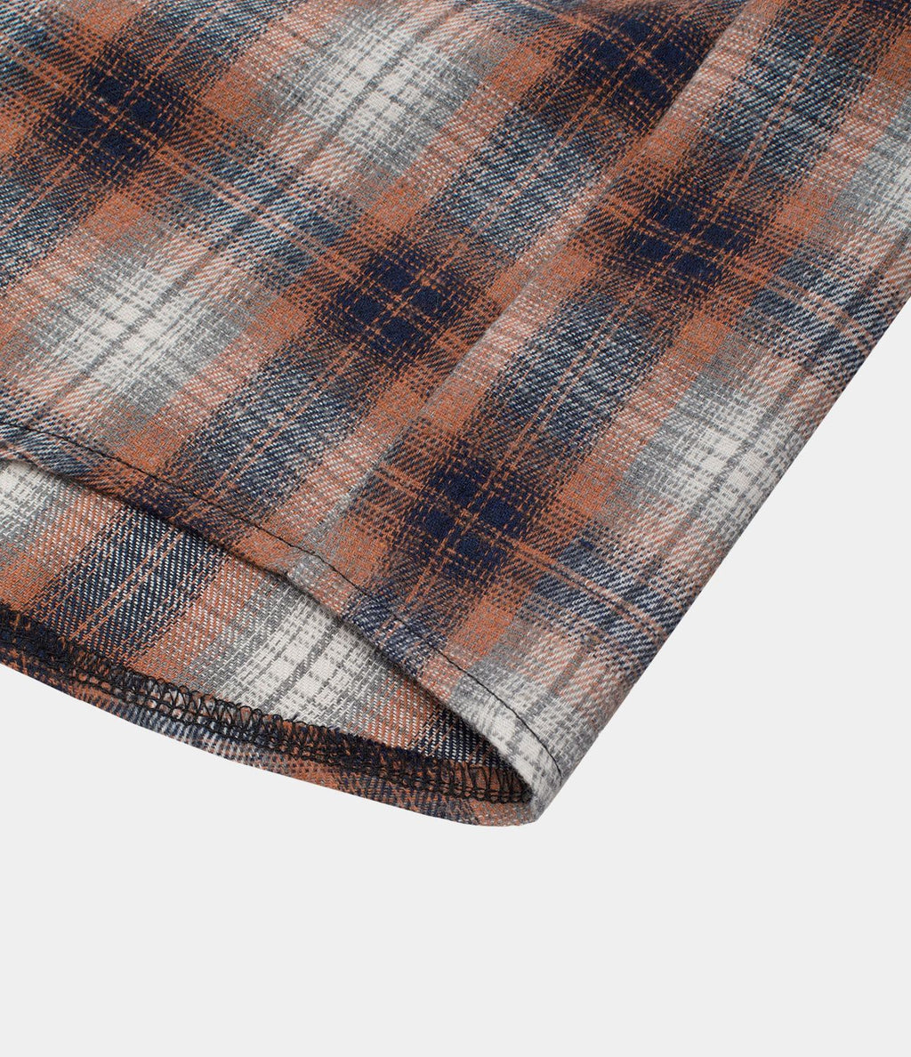 Robe Casual de Mini à Carreaux avec Col Boutons et Nœud à l'Avant