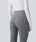 Halara Flex™ Pantalon tailleur évasé à rayures taille haute avec poches