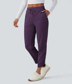 Pantalon de golf fuselé, taille mi-haute, cordon, ourlet courbé, séchage rapide, avec poches—UPF40+