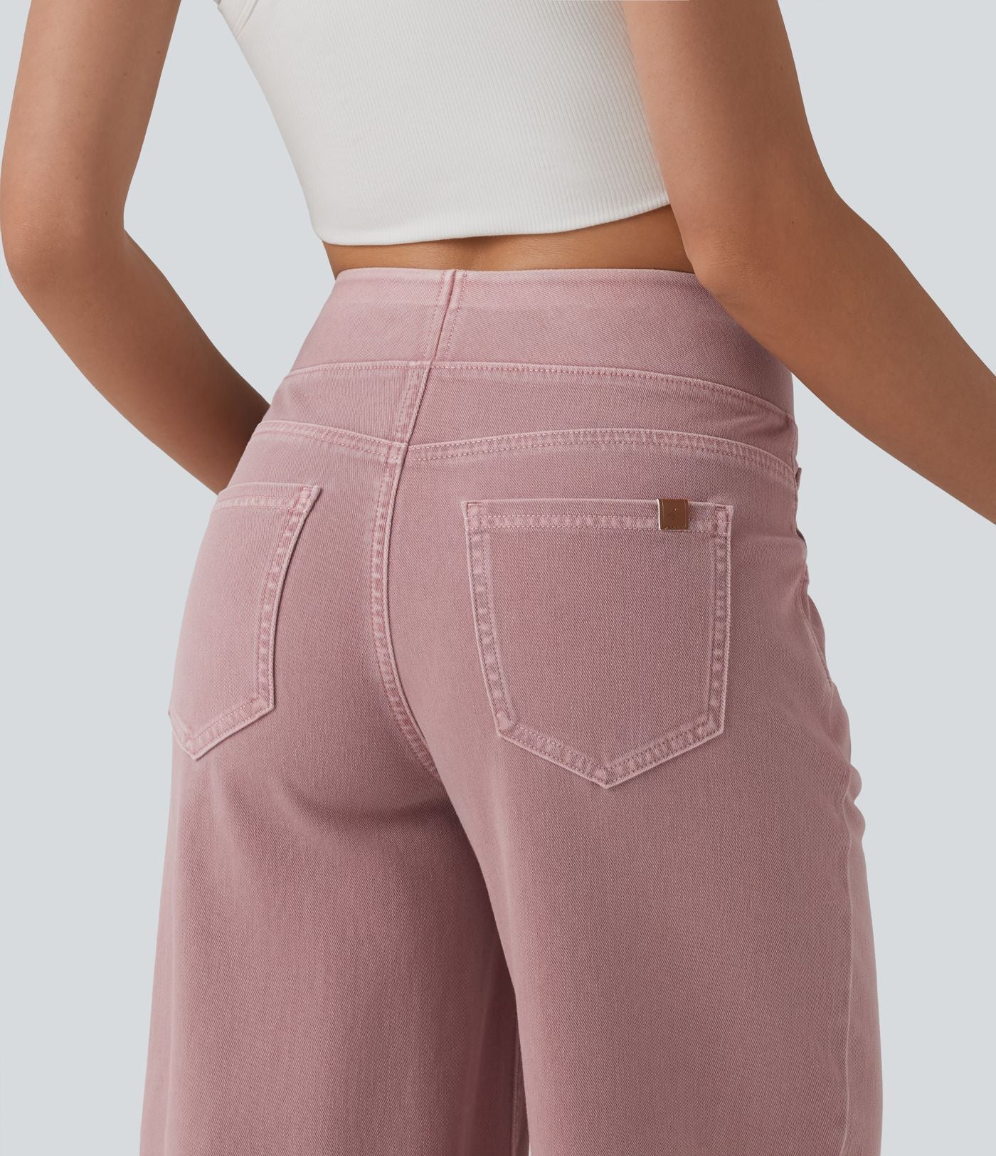 Halara Flex™ Jean large coloré casual taille haute avec poches