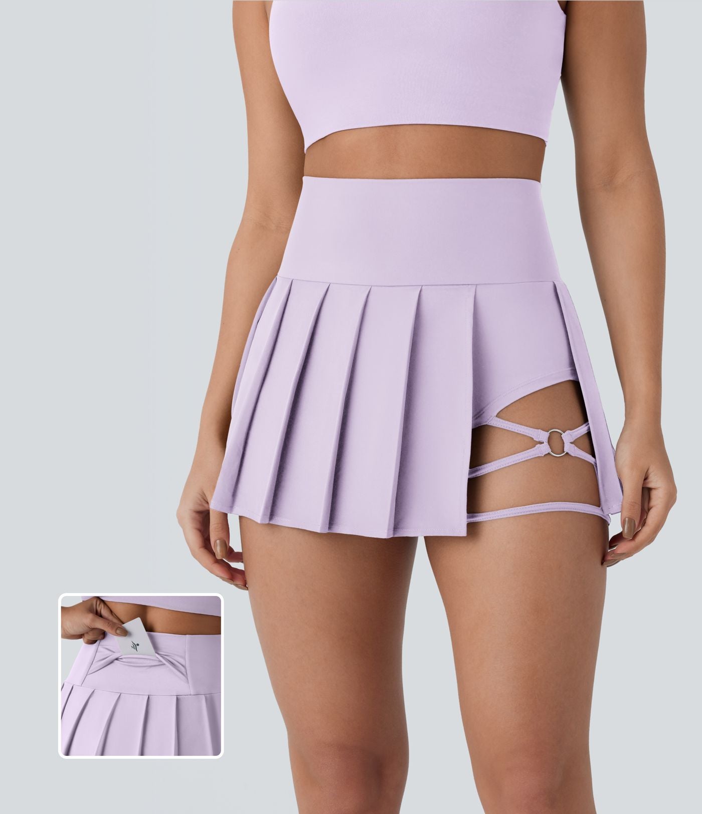 Jupe-short de danse mini Breezeful™ à taille haute, plissée, 2-en-1, avec poches latérales et arrière, ourlet asymétrique et séchage rapide