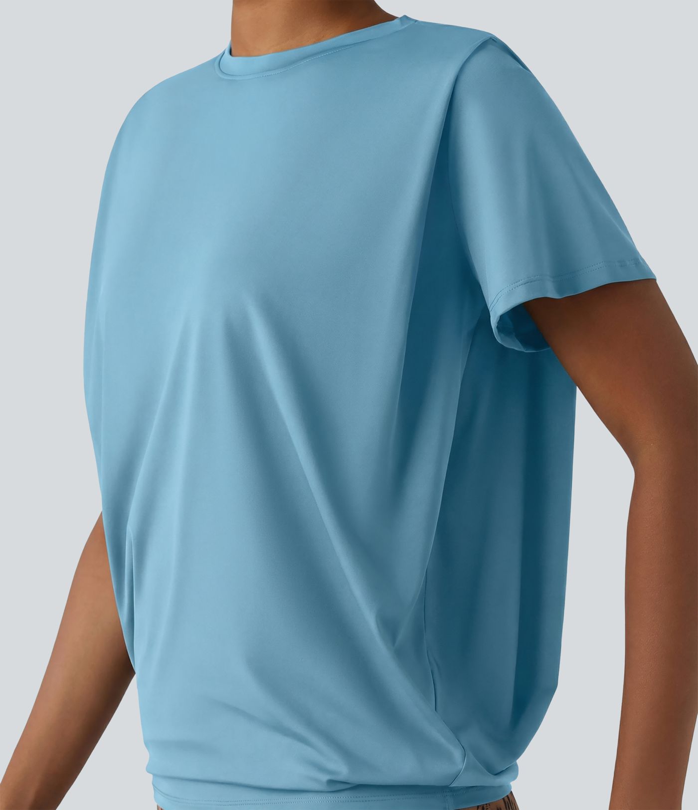 Haut de sport col rond manches courtes effet frais InstantCool avec fronces, protection solaire UPF50+