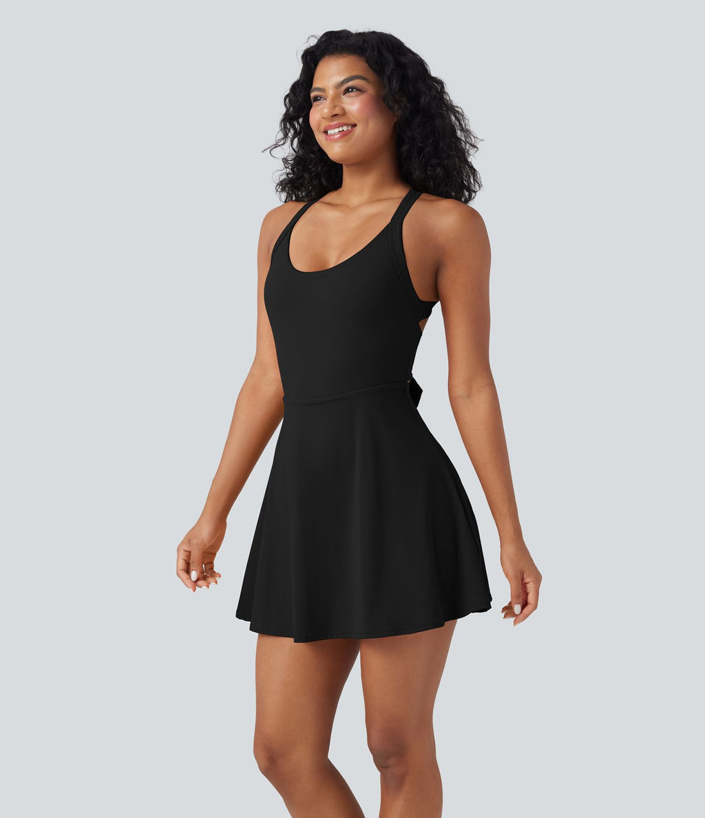 Robe de sport dos nu gainante galbante avec nœud au dos et poches - Easy Peasy SoftlyZero™