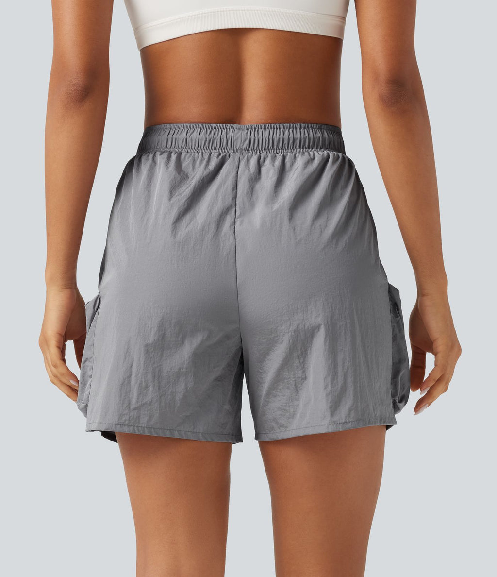 Short cargo de sport taille haute avec cordon de serrage et poches