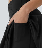 Jupe de tennis SoftlyZero™ Airy taille haute confortable 2-en-1 poches latérales croisées évasée effet frais