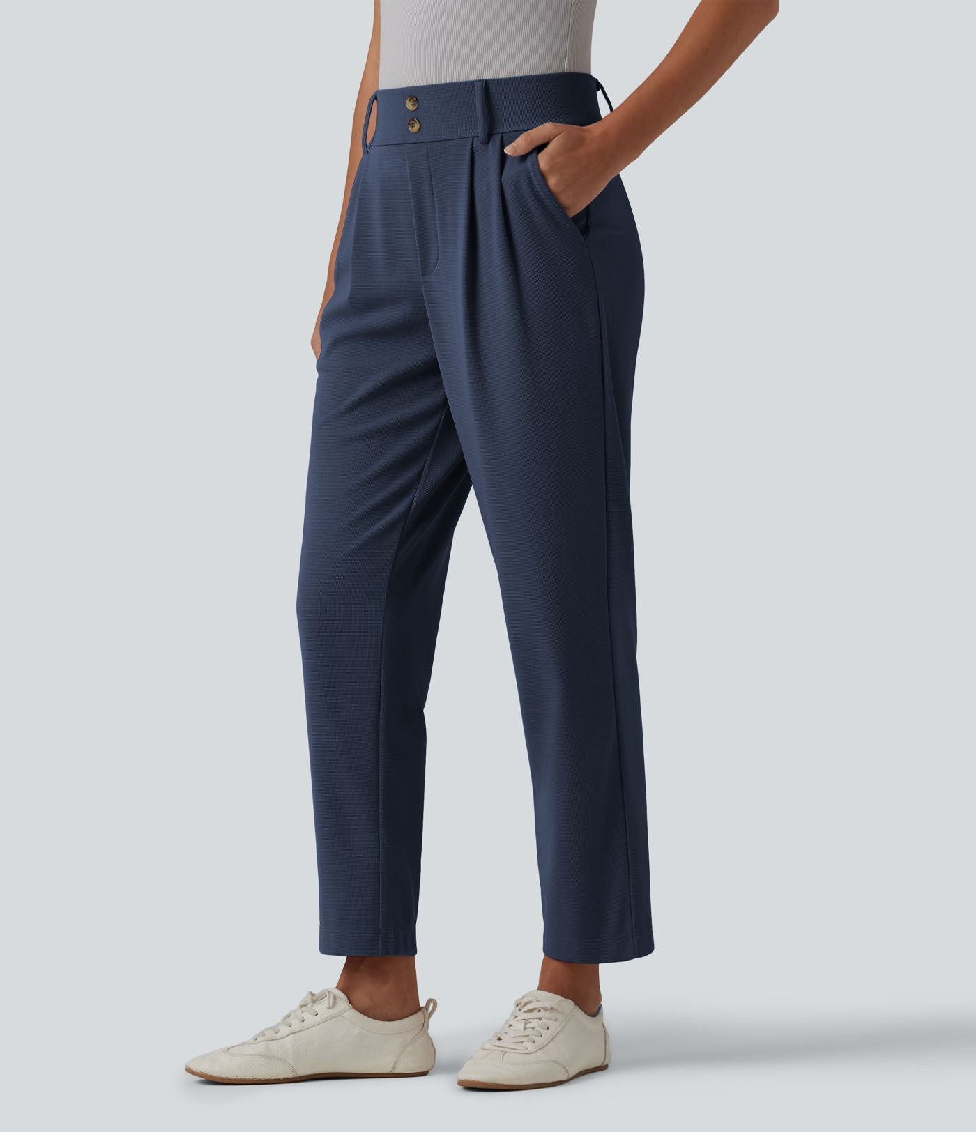 Halara Flex™ Pantalon tailleur fuselé taille haute en tissu gaufré avec poches
