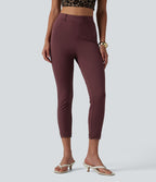 Leggings courts décontractés DayStretch taille haute en dentelle contrastée avec poches