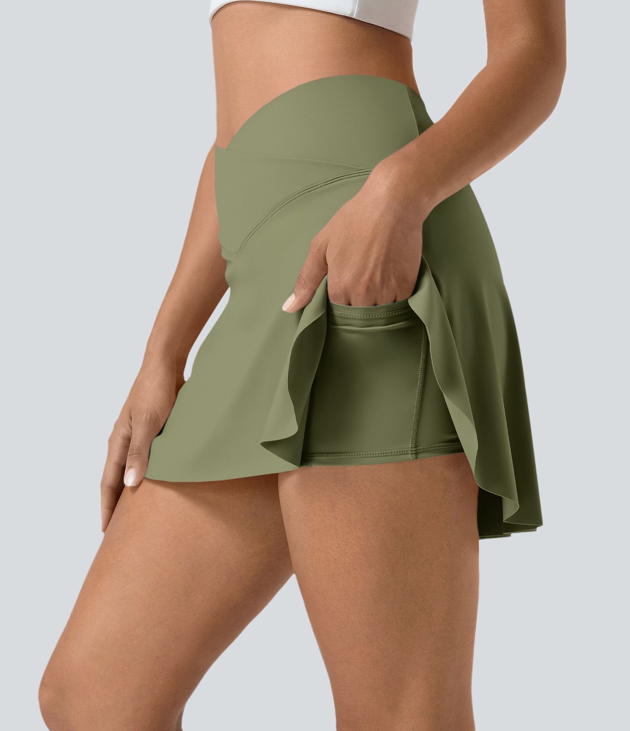 Jupe de tennis mini 2-en-1 quotidienne SoftlyZero™ Airy avec croisement, poche latérale et effet frais InstantCool, Lucid, protection solaire UPF50+