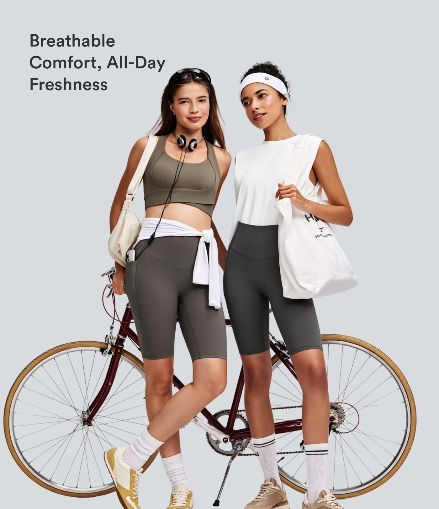 Short cycliste 22,8 cm d'entraînement gainant taille haute avec poches Halara UltraSculpt™