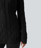 Veste matelassée de sport PuffFlex à col montant, manches longues, fermeture éclair avec passe-pouces et poches