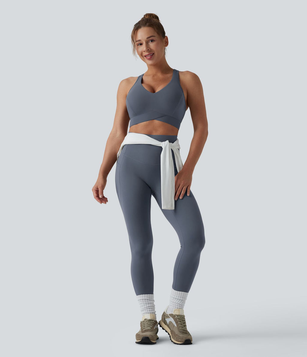 Brassière de sport running Halara UltraSculpt™ maintien léger col V dos nageur bonnets E-G