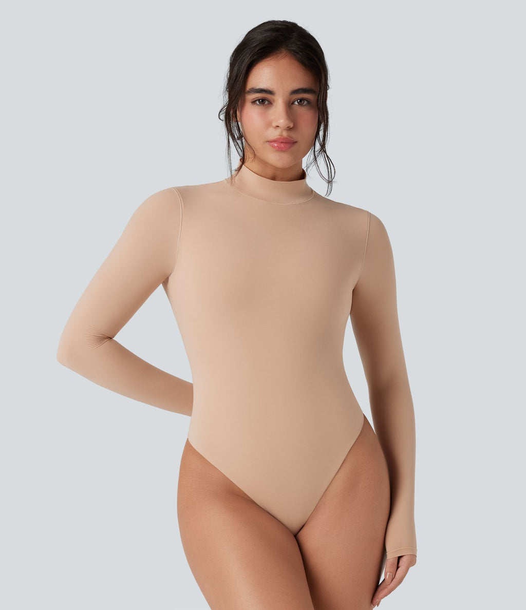 Body extensible col montant manches longues coupe ajustée