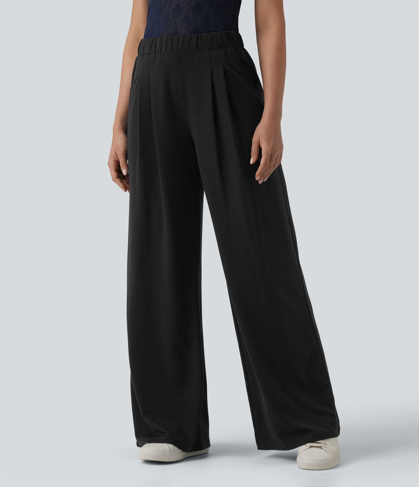 Jogging large décontracté taille mi-haute avec poches