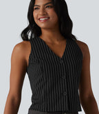Gilet tailleur rayé à col en V et effet frais InstantCool