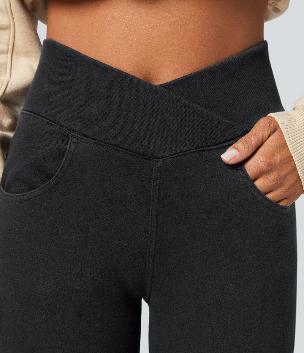 Halara Flex™ Denim Heat Legging casual 7/8 taille haute croisée avec poches
