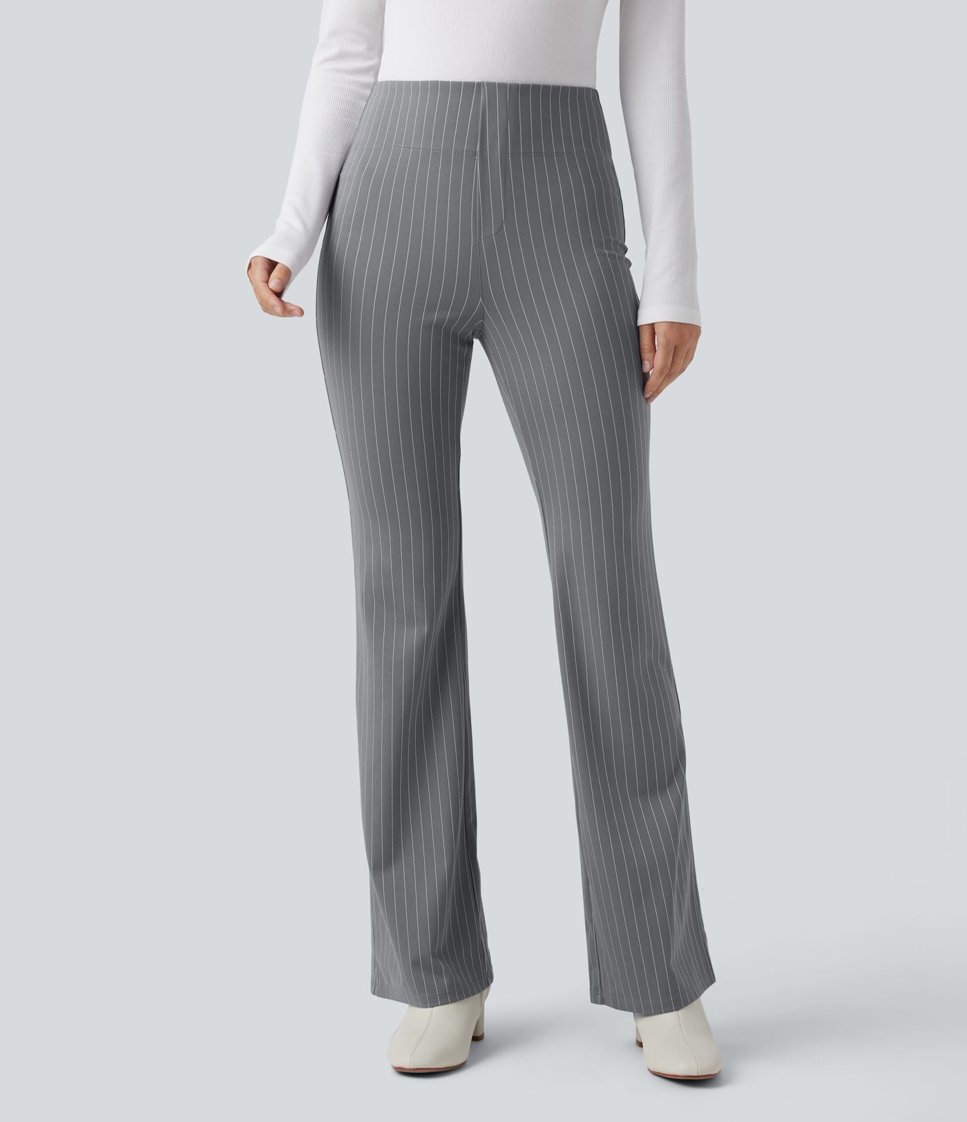 Halara Flex™ Pantalon tailleur évasé à rayures taille haute avec poches