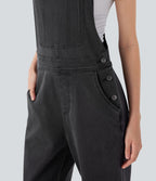Salopette casual denim Halara Flex™ jambe droite maille extensible avec boutons et multiples poches