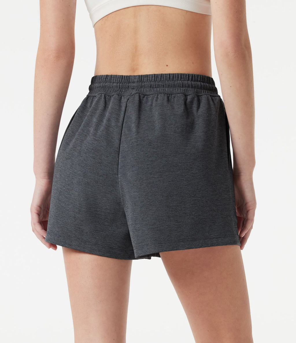 Short de sport, taille haute, cordon de serrage, séchage rapide, 7,5 cm, à poches