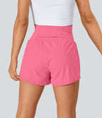 Short 7,5cm Yoga 2 en 1 Super Taille Haute Poches Arrière Poches Cachées Latérales