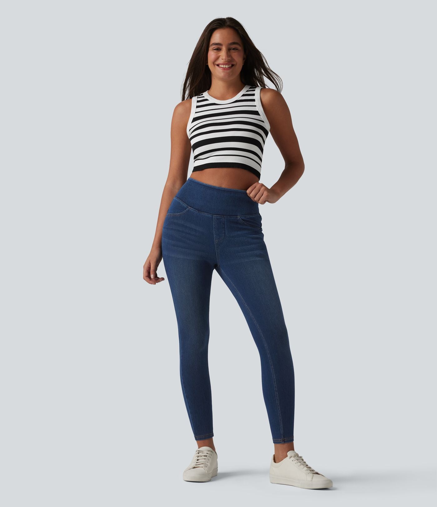 Legging 7/8 en denim gainant taille haute effet push-up Halara Flex™ avec poches