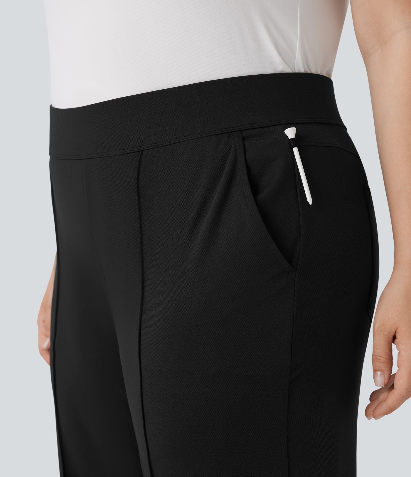 Pantalon de golf droit, séchage rapide, taille haute, grande taille, avec poches et poche tee, UPF40+