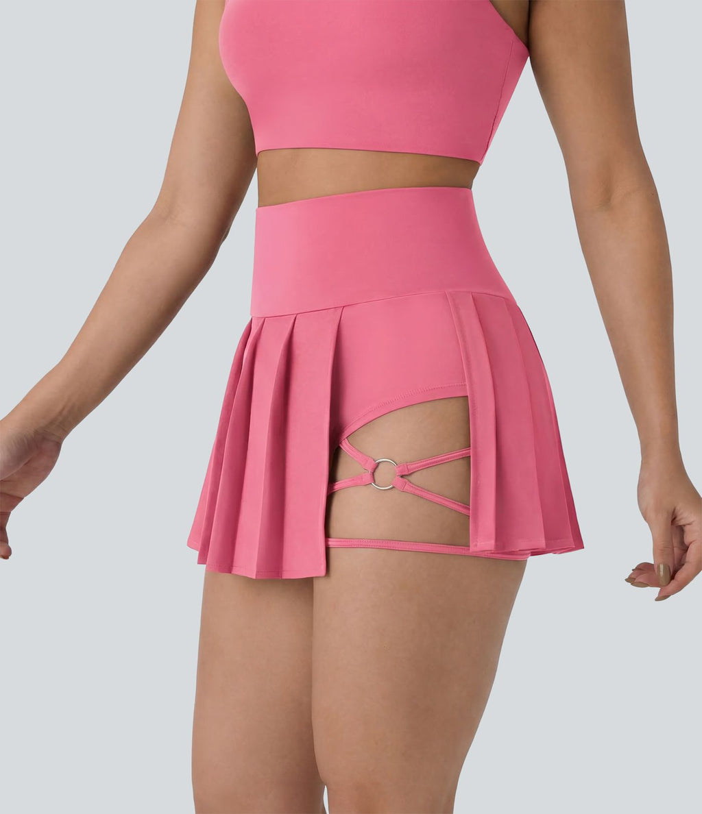 Jupe-short de danse mini Breezeful™ à taille haute, plissée, 2-en-1, avec poches latérales et arrière, ourlet asymétrique et séchage rapide