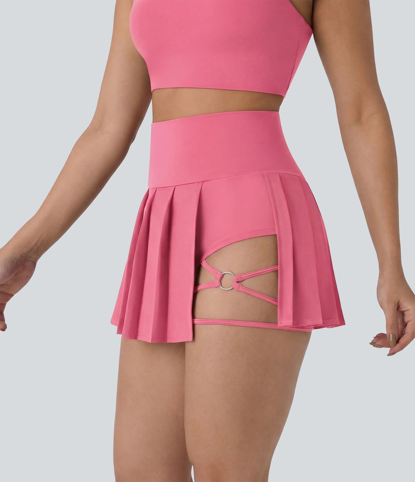 Jupe-short de danse mini Breezeful™ à taille haute, plissée, 2-en-1, avec poches latérales et arrière, ourlet asymétrique et séchage rapide