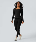 Veste yoga push-up zippée à manches longues avec passants pouces et ourlet à volants Halara UltraSculpt™