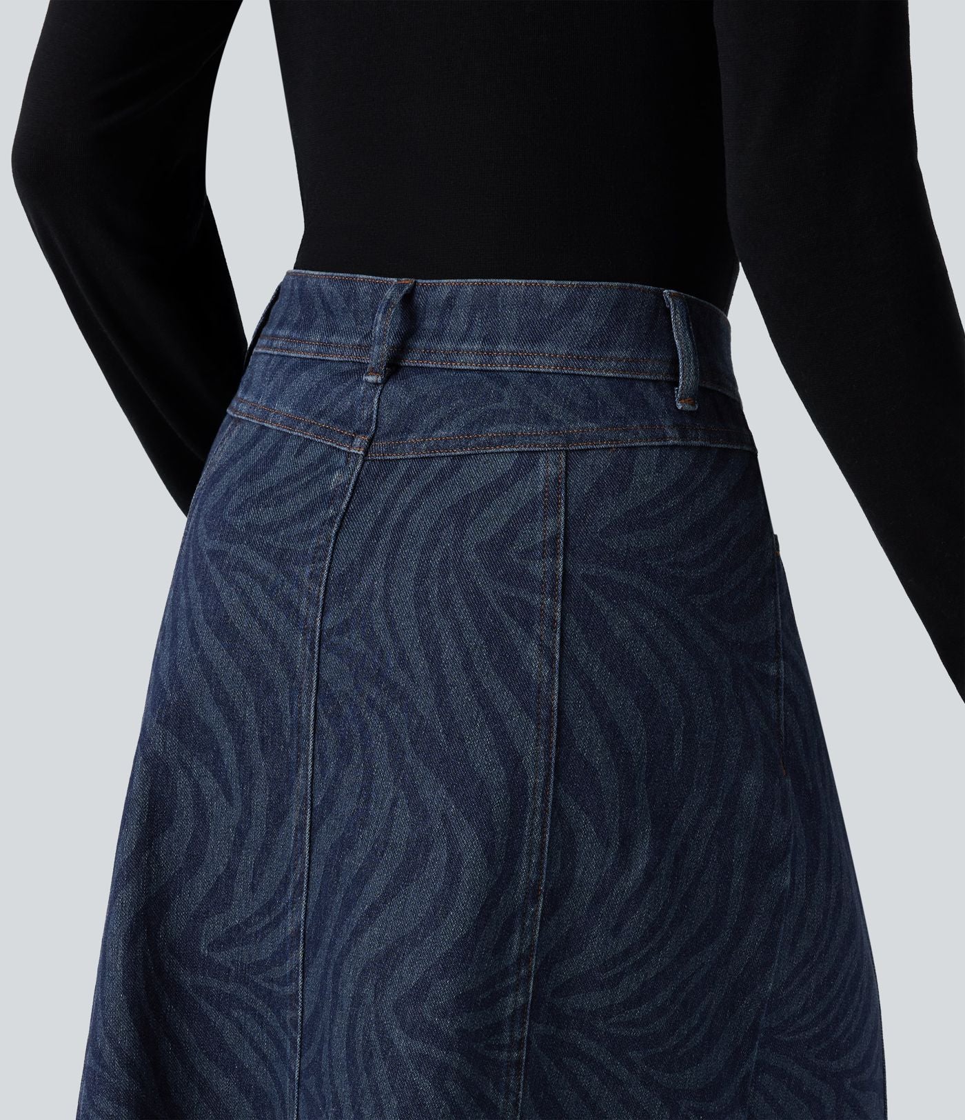 Jupe en jean midi casual Halara Flex™ taille mi-haute avec poches