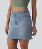 Jupe mini en jean Halara Flex™ casual taille mi-haute asymétrique avec poches