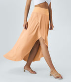 Jupe Longue Casual Breezeful™ Taille Haute à Volants 2en1 Fluide Sèchement Rapide Quotidien Maxi