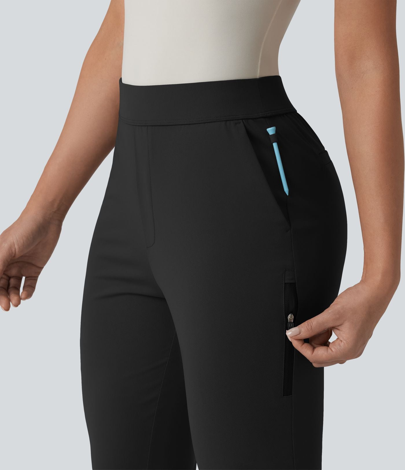 Pantalon de golf fuselé taille haute avec poches