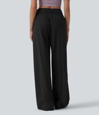 Pantalon casual ample taille mi-haute avec poches