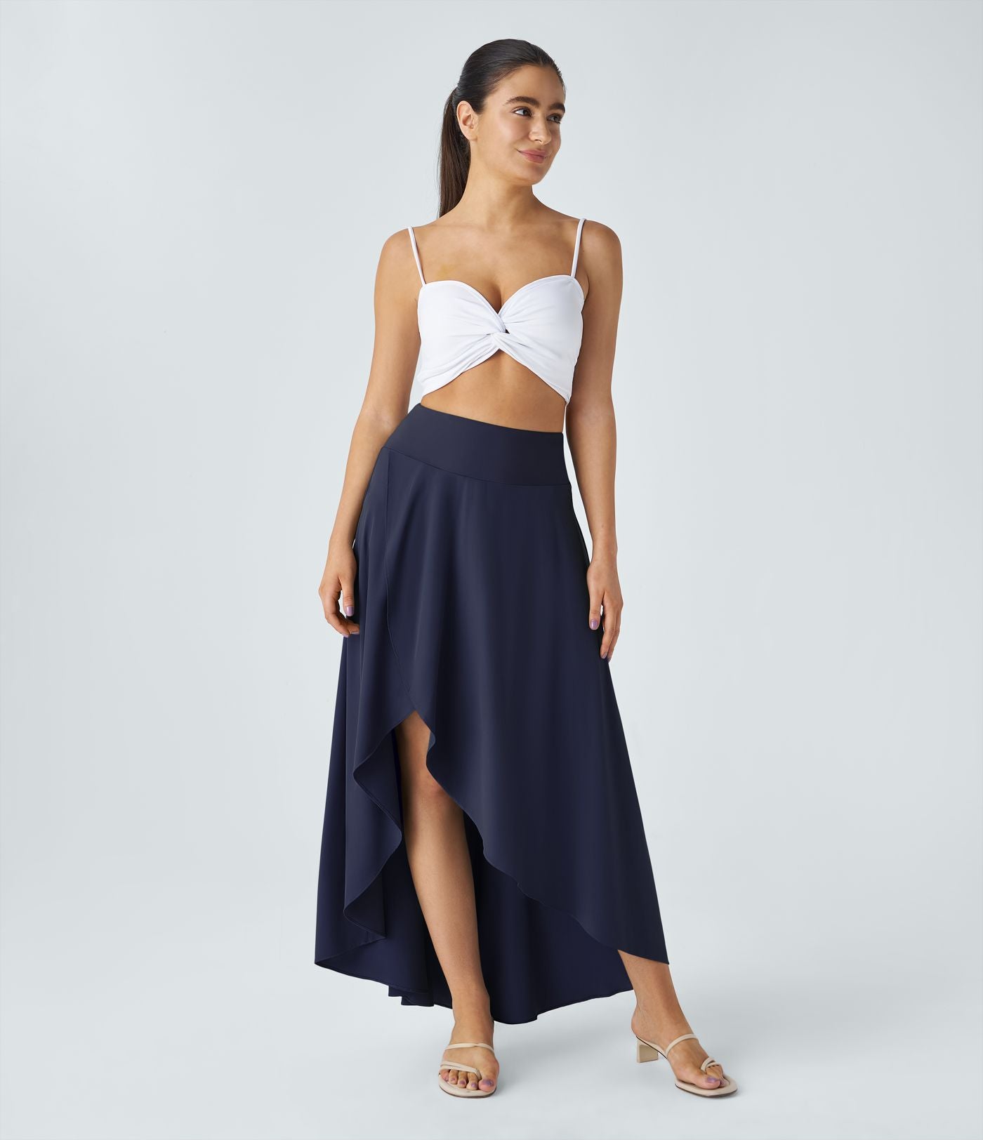 Jupe Longue Casual Breezeful™ Taille Haute à Volants 2en1 Fluide Sèchement Rapide Quotidien Maxi