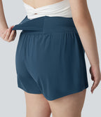 Short de yoga SoftlyZero™ Airy grande taille effet gainant 2-en-1 effet frais, entrejambe 13cm taille haute avec poches