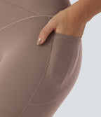 Halara UltraSculpt™ Legging Yoga 7/8 à Taille Haute Croisée avec Contrôle du Ventre et Push-up Toucher Frais Poches Latérales