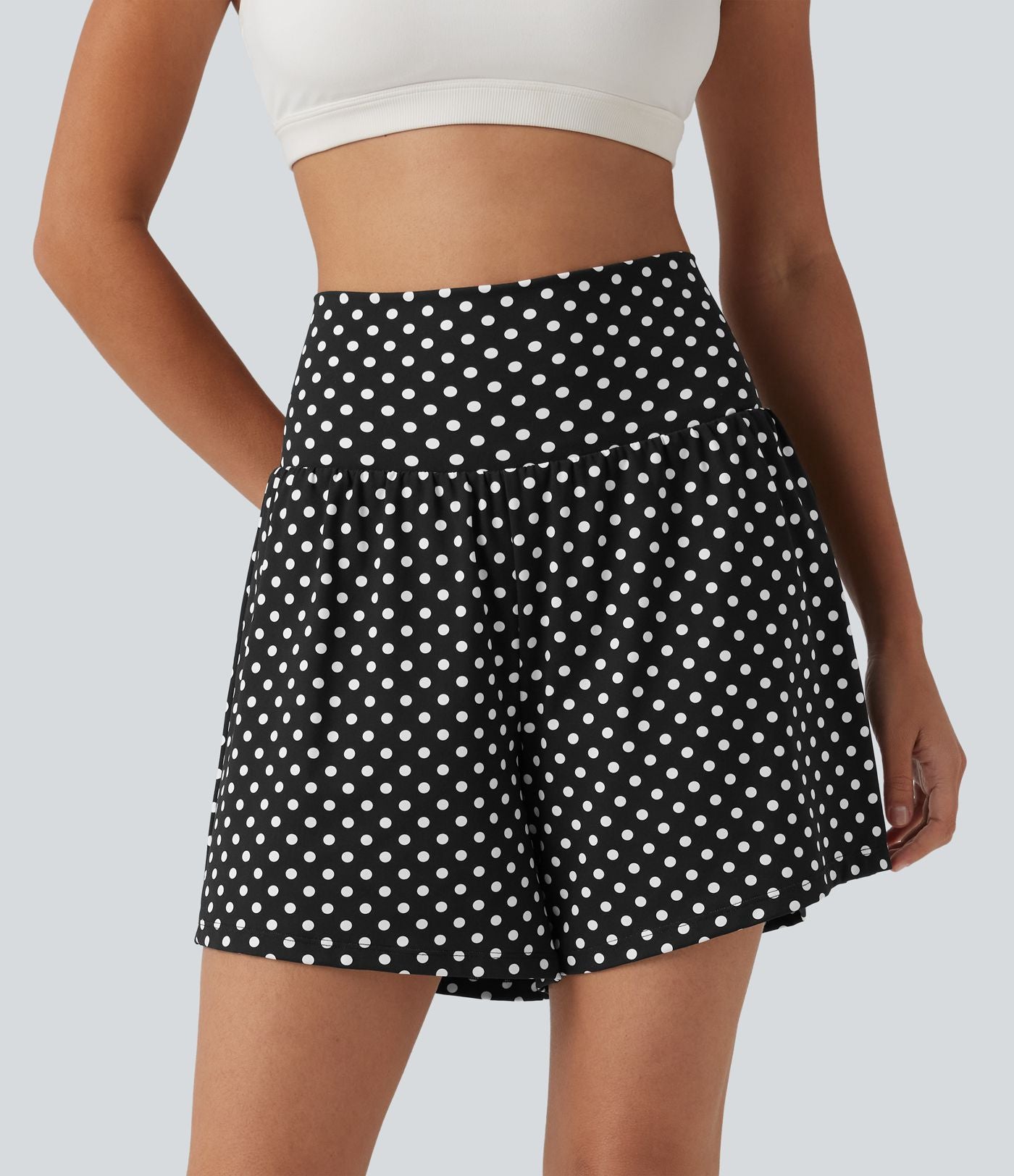 Short de yoga 2-en-1 taille haute 12,5 cm à pois avec poches