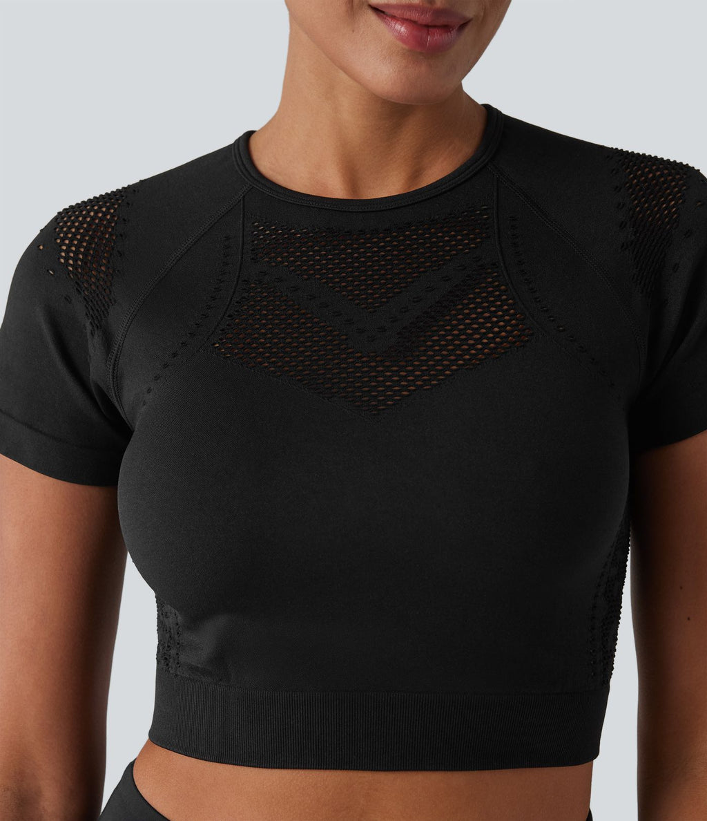 OneForm Seamless Flow Crop top de sport en mesh respirant sans couture
