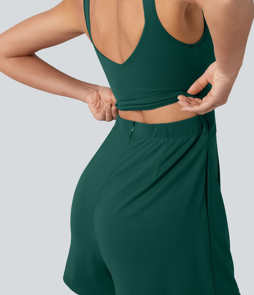 Combinaison décontractée à col en V avec soutien-gorge intégré et poches - Édition Easy Peasy