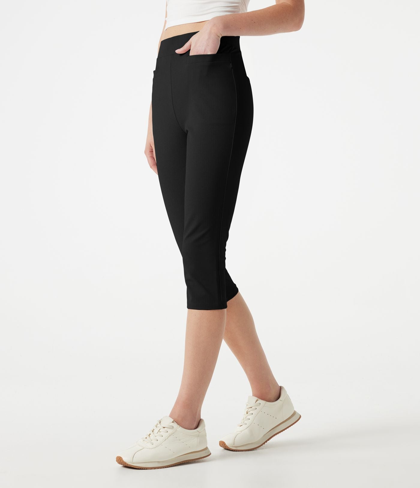 Pantalon corsaire de golf slim à chevrons taille haute avec poches