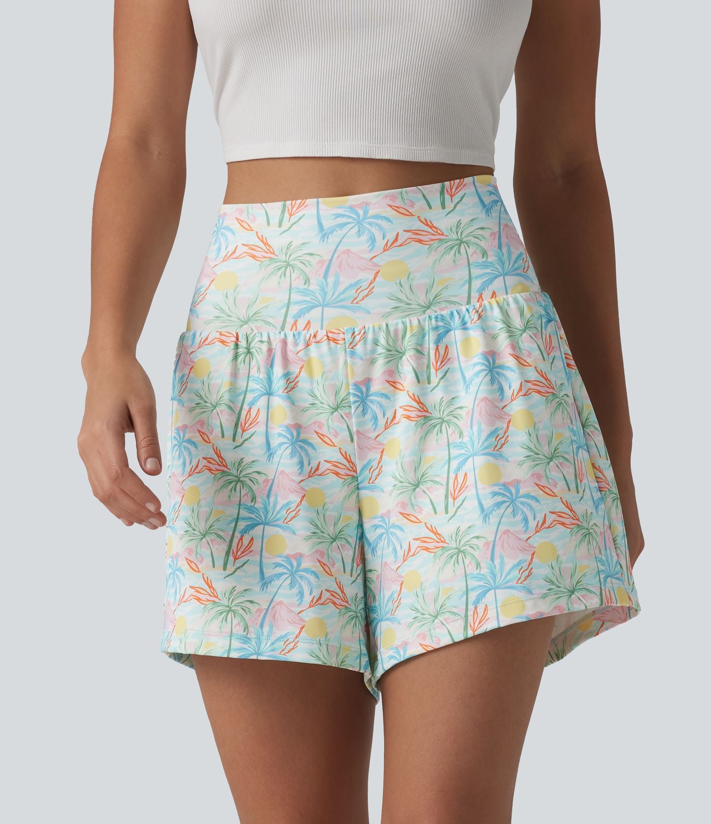 Short hawaïen 2 en 1 taille haute 12,5 cm avec poches