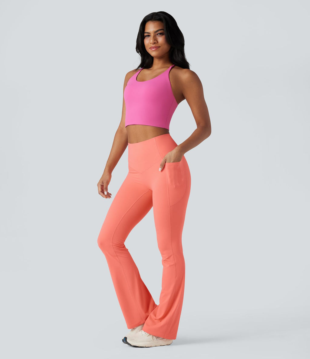 Pantalon de yoga à coupe bootcut gainant taille haute avec poches Halara UltraSculpt™