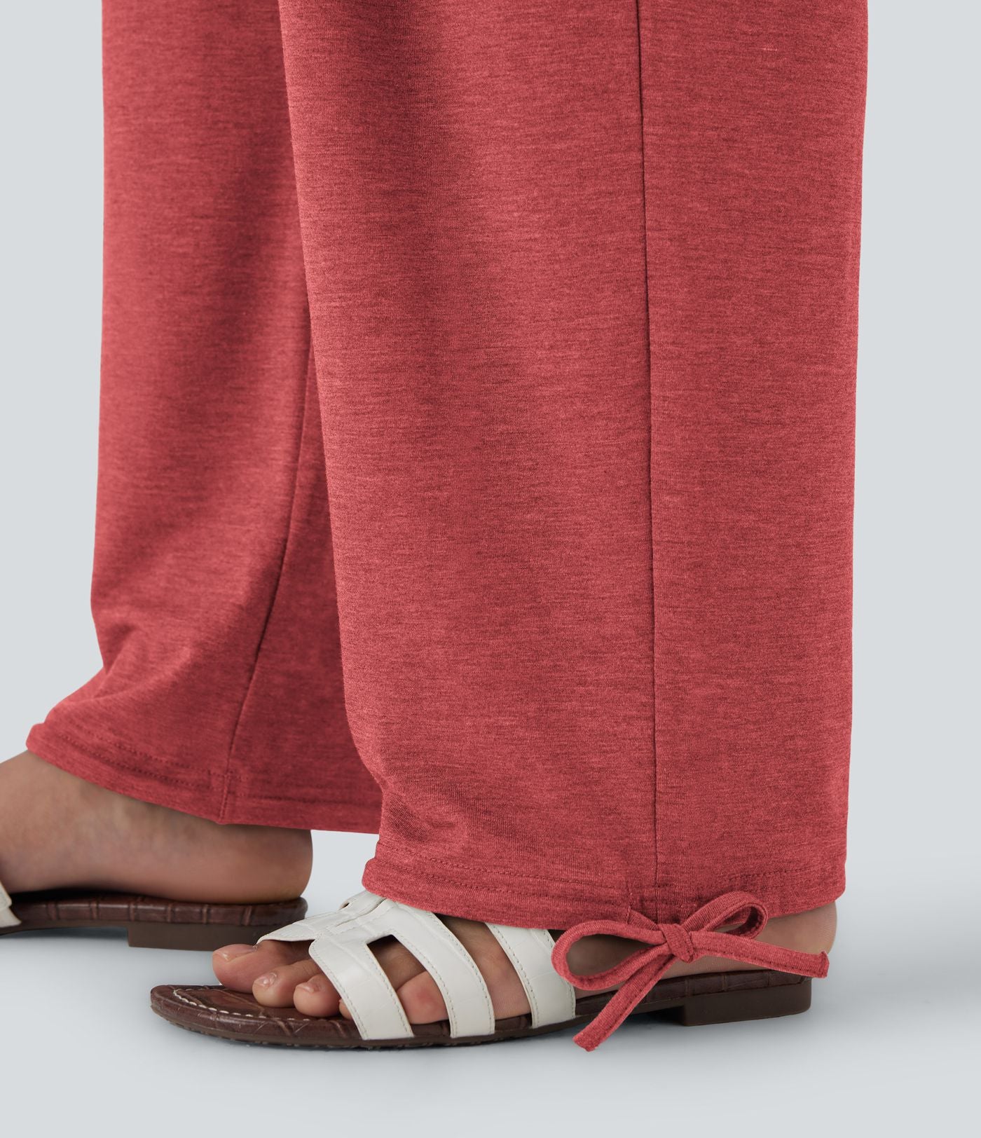 Pantalon de jogging décontracté à taille haute croisée avec poches latérales et cordon de serrage