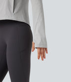 Veste de randonnée à capuche, manches longues, passants pouces et zip avec poches - UPF40+