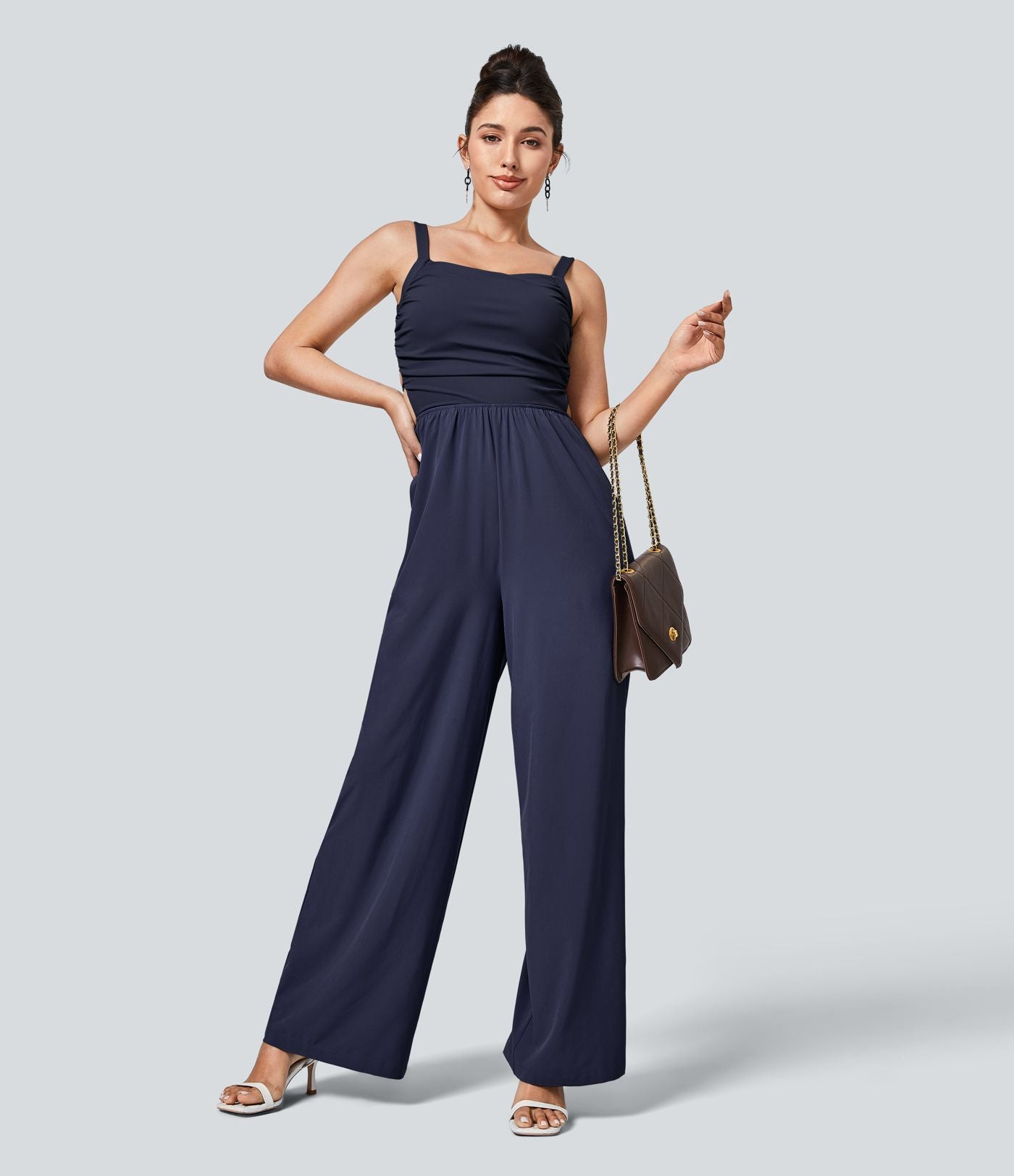 Breezeful™ Combinaison Casual Dos Nu Croisé avec Lacets et Poches Latérales à Séchage Rapide