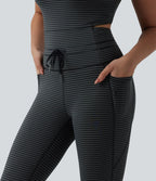 Combinaison de yoga à rayures col U cordon de serrage et poches - Édition Easy Peasy