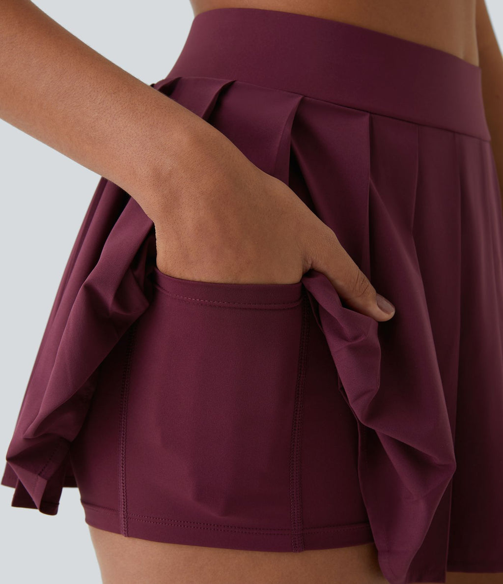 Jupe-short de danse mini Breezeful™ à taille haute, plissée, 2-en-1, avec poches latérales et arrière, ourlet asymétrique et séchage rapide
