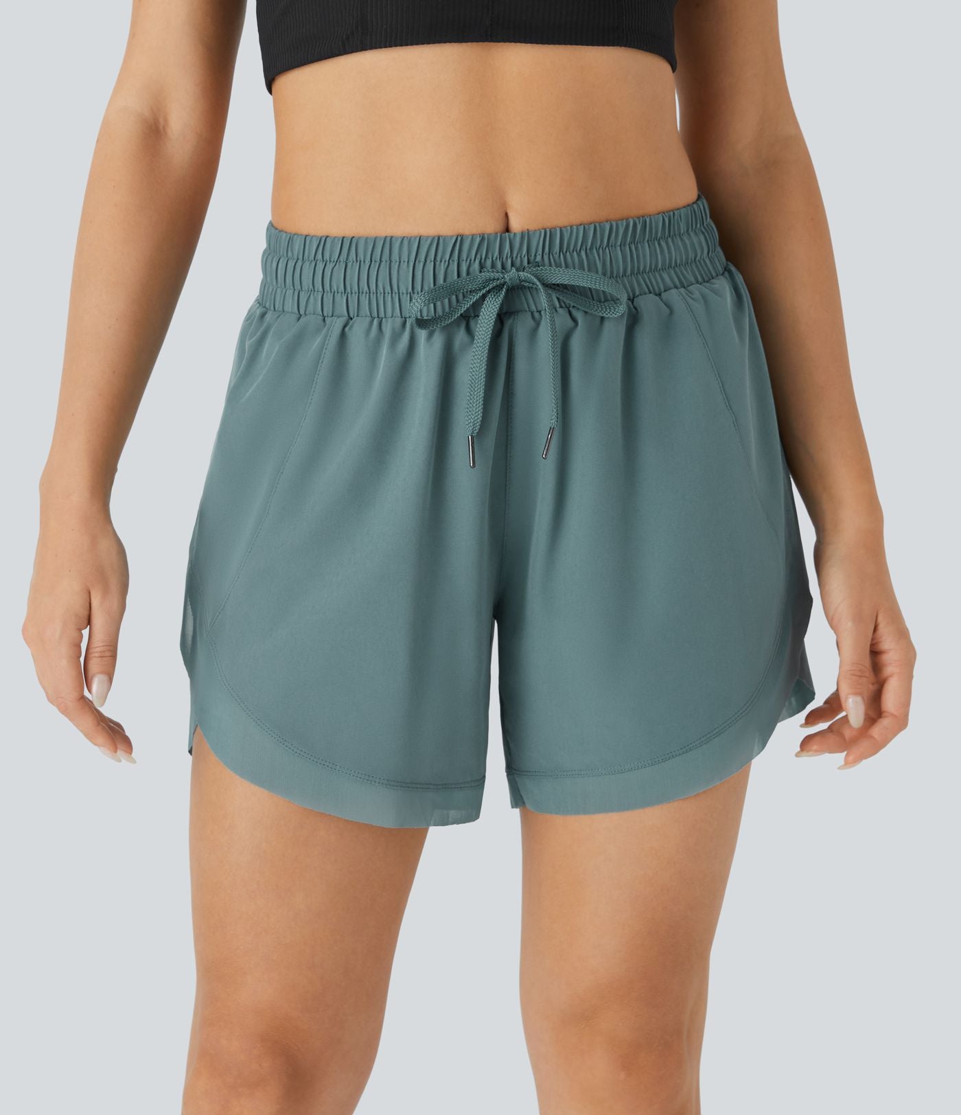 Short 12,5cm Running Fluide 2 en Taille Mi-Haut Cordon de Serrage Mesh Contrastant