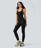 Combinaison-pantalon moulante d'entraînement gainante sans manches à dos échancré Halara UltraSculpt™